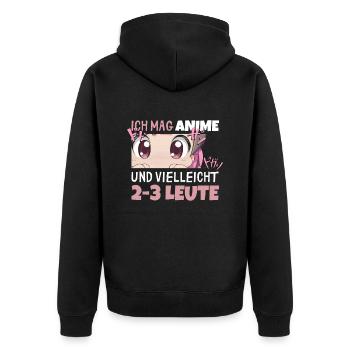 Sarkastisches Kawaii Statement für Manga-Liebhaber - Unisex Premium Bio Zip Hoodie - Schwarz - Hinten - Nico (187cm)
