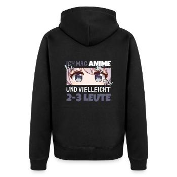 Sarkastisches Kawaii Statement für Manga-Liebhaber - Unisex Premium Bio Zip Hoodie - Schwarz - Hinten - Nico (187cm)