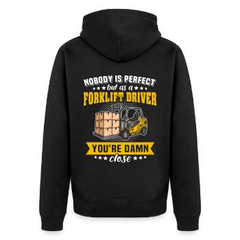 Forklift Forklift Driver Forklift - Unisex Premium Organic Zip Hoodie - black - Back - Nico (187cm)