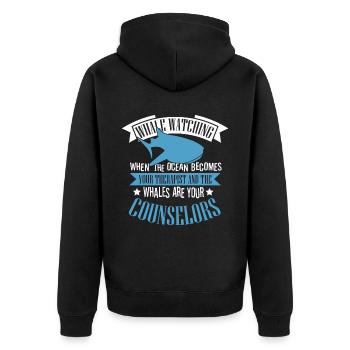 Rorqual bleu pour béluga et mammifères marins - Veste à capuche bio Premium Unisexe - noir - Dos - Nico (187cm)