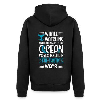Ozean Meer Wal Zitat für Wal Meeressäugetiere - Unisex Premium Bio Zip Hoodie - Schwarz - Hinten - Nico (187cm)