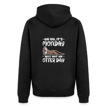 Otter - Unisex Premium Bio Zip Hoodie - Schwarz - Hinten - Nico (187cm)