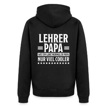 Lehrer Lustige Spruch Unterricht Lehrer Geschenk - Unisex Premium Bio Zip Hoodie - Schwarz - Hinten - Nico (187cm)