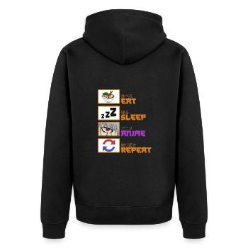 Manger Sommeil Anime Répéter - Veste à capuche bio Premium Unisexe - noir - Dos - Nico (187cm)