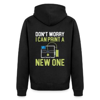 Don't worry, I can print new Machi - Unisex Premium Organic Zip Hoodie - black - Back - Nico (187cm)