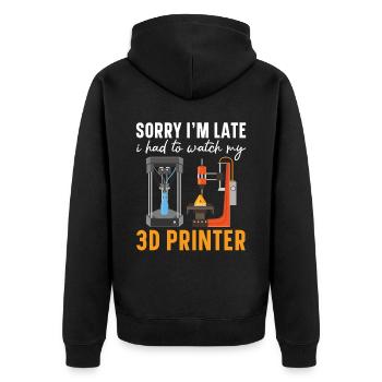Tut mir leid, dass ich zu spät komme, ich musste a - Unisex Premium Bio Zip Hoodie - Schwarz - Hinten - Nico (187cm)