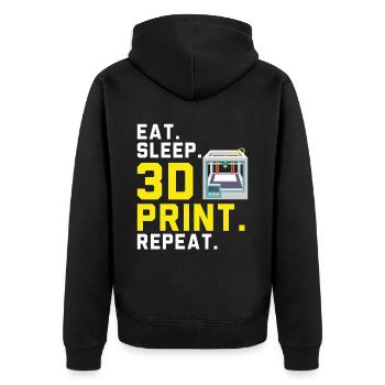 Food Sleep 3D Printing Repeat Machinist 3D - Unisex Premium Organic Zip Hoodie - black - Back - Nico (187cm)
