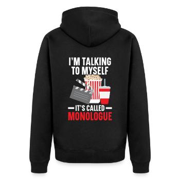 Je me parle à moi-même Ça s’appelle Monologue Movie - Veste à capuche bio Premium Unisexe - noir - Dos - Nico (187cm)