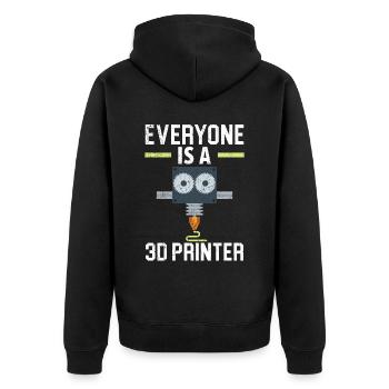 Everyone is a 3D printer, machinist, CNC programmer - Unisex Premium Organic Zip Hoodie - black - Back - Nico (187cm)