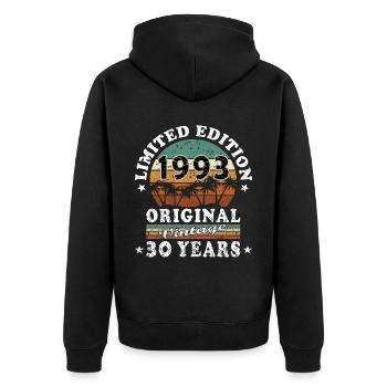 30e anniversaire 1993 Né 30 ans - Veste à capuche bio Premium Unisexe - noir - Dos - Nico (187cm)