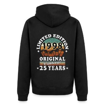 Born 1998 25th anniversary - Unisex Premium Organic Zip Hoodie - black - Back - Nico (187cm)