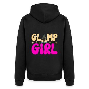 Glamping Glamper - Unisex Premium Bio Zip Hoodie - Schwarz - Hinten - Nico (187cm)