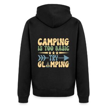 Glamping Glamper - Unisex Premium Bio Zip Hoodie - Schwarz - Hinten - Nico (187cm)