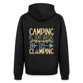 Glamping Glamper - Unisex Premium Bio Zip Hoodie - Schwarz - Hinten - Nico (187cm)