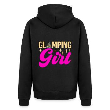 Glamping Glamper - Unisex Premium Bio Zip Hoodie - Schwarz - Hinten - Nico (187cm)