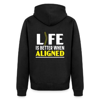 Chiropraktik Wirbelsäule Chirurg Knochen Chiropraktiker - Unisex Premium Bio Zip Hoodie - Schwarz - Hinten - Nico (187cm)