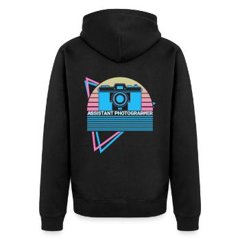 Kamera Fotografie Retro - Unisex Premium Bio Zip Hoodie - Schwarz - Hinten - Nico (187cm)