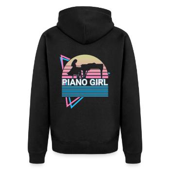 Piano Girl Keyboard Klavier Retro - Unisex Premium Bio Zip Hoodie - Schwarz - Hinten - Nico (187cm)