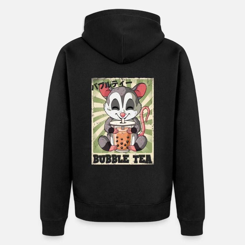 Boba Tea Opossum Bubble Tea - Unisex Premium Bio Zip Hoodie - Schwarz