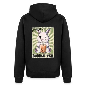 Boba Tea Hase Bubble Tea - Unisex Premium Bio Zip Hoodie - Schwarz - Hinten - Nico (187cm)