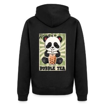 Boba Tea Panda Bubble Tea - Unisex Premium Bio Zip Hoodie - Schwarz - Hinten - Nico (187cm)
