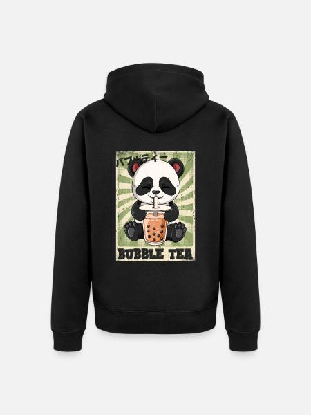 Boba Tea Panda Bubble Tea - Unisex Premium Organic Zip Hoodie - black
