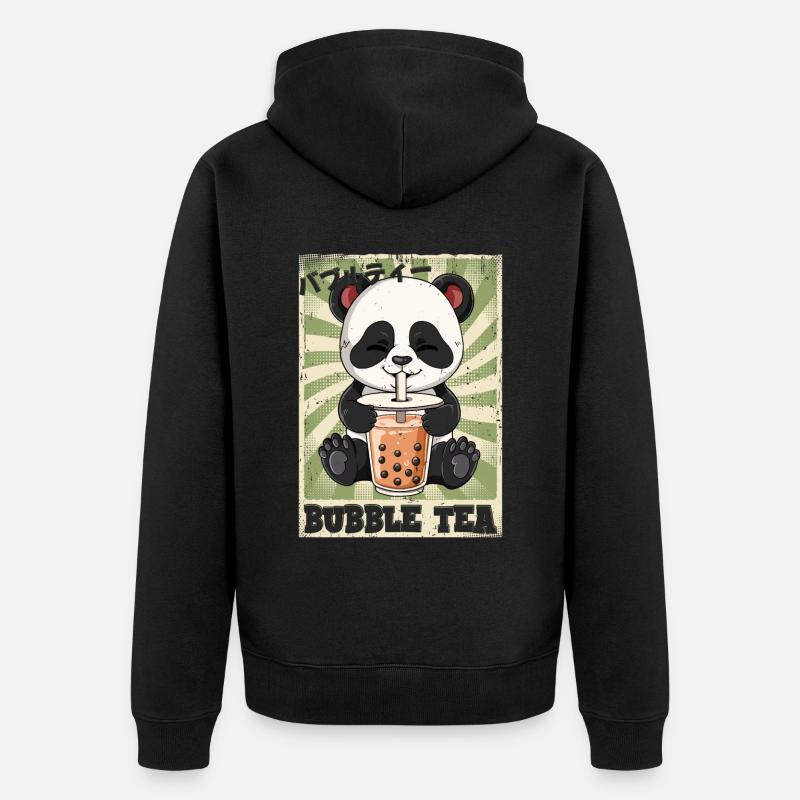 Boba Tea Panda Bubble Tea - Unisex Premium Bio Zip Hoodie - Schwarz