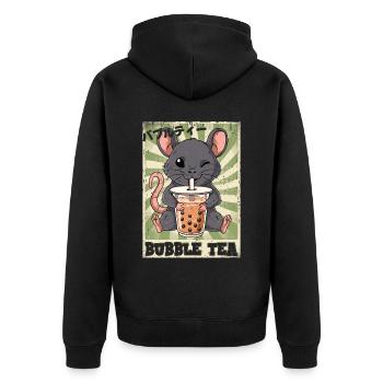 Boba Tea Ratte Bubble Tea - Unisex Premium Bio Zip Hoodie - Schwarz - Hinten - Nico (187cm)