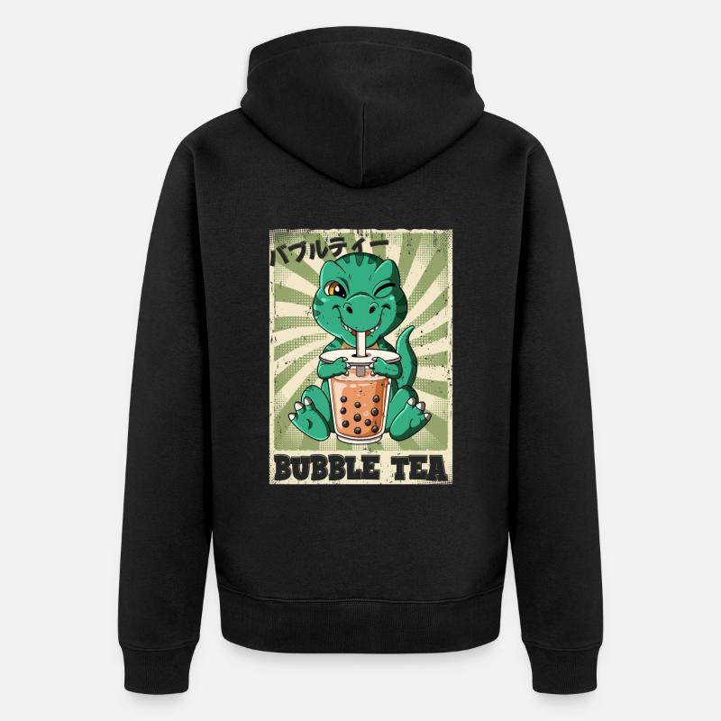 Boba Tea T-rex Bubble Tea - Unisex Premium Bio Zip Hoodie - Schwarz