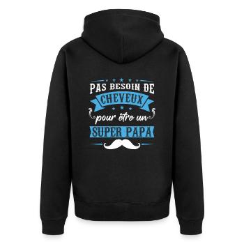 Papa Drole Fête Des Pères - Veste à capuche bio Premium Unisexe - noir - Dos - Nico (187cm)