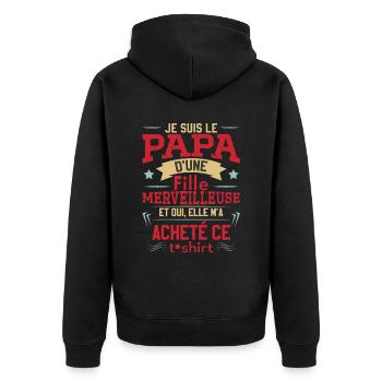 Fille Cadeau de Papa - Veste à capuche bio Premium Unisexe - noir - Dos - Nico (187cm)
