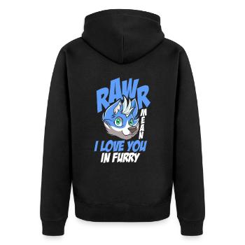 Furry Fandom Fursuits Liebe - Unisex Premium Bio Zip Hoodie - Schwarz - Hinten - Nico (187cm)