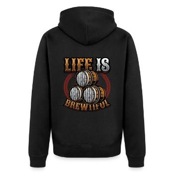 Life Is Brewtiful Craft Beer, Brewing, Brewmaster - Unisex Premium Organic Zip Hoodie - black - Back - Nico (187cm)