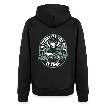 Polizist Polizei Am Besten - Unisex Premium Bio Zip Hoodie - Schwarz - Hinten - Nico (187cm)