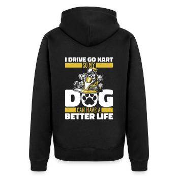 Go karting karting kart driver dog - Unisex Premium Organic Zip Hoodie - black - Back - Nico (187cm)