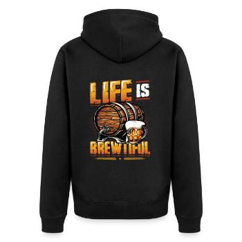 Life Is Brewtiful Craft Beer, Brewing, Brewmaster - Unisex Premium Organic Zip Hoodie - black - Back - Nico (187cm)