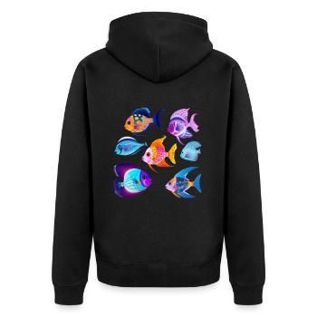 Exotische Zierfische Aquaristik Aquarium - Unisex Premium Bio Zip Hoodie - Schwarz - Hinten - Nico (187cm)