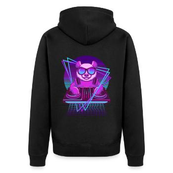 Vaporwave Panda DJ Pult Panda - Unisex Premium Bio Zip Hoodie - Schwarz - Hinten - Nico (187cm)