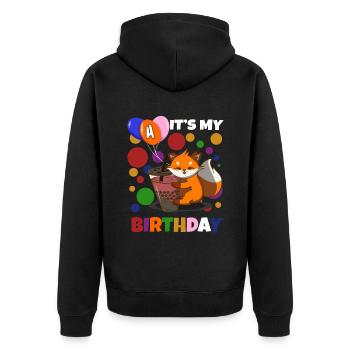 4e anniversaire Fox - Veste à capuche bio Premium Unisexe - noir - Dos - Nico (187cm)