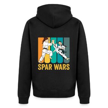 Spar Kampftraining - Sparring Martial Arts girl - Unisex Premium Bio Zip Hoodie - Schwarz - Hinten - Nico (187cm)