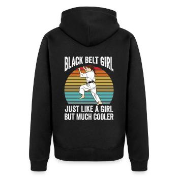 Black Belt Women Karate - Unisex Premium Organic Zip Hoodie - black - Back - Nico (187cm)