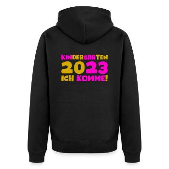 Kindergarten 2023 Ich Komme Mädchen Kita Geschenk - Unisex Premium Bio Zip Hoodie - Schwarz - Hinten - Nico (187cm)