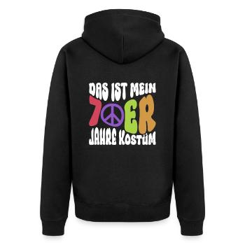 Das Ist Mein 70er Jahre Kostüm Hippie Kostüm 70er - Unisex Premium Bio Zip Hoodie - Schwarz - Hinten - Nico (187cm)