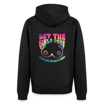 Hippie Costume Tie Dye No Bra - Unisex Premium Organic Zip Hoodie - black - Back - Nico (187cm)