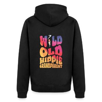 Wild Old Hippie Grandparent - Hippie Kostüm - Unisex Premium Bio Zip Hoodie - Schwarz - Hinten - Nico (187cm)