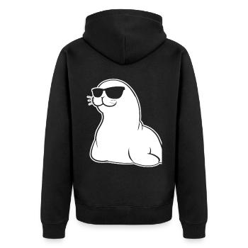 Seal seal with sunglasses seal - Unisex Premium Organic Zip Hoodie - black - Back - Nico (187cm)