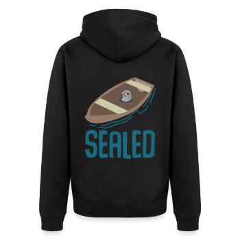 Seal Seal Pun Seal - Unisex Premium Organic Zip Hoodie - black - Back - Nico (187cm)