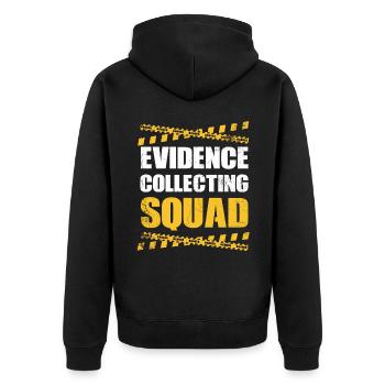 Evidence Collection Squad, Ermittler - Unisex Premium Bio Zip Hoodie - Schwarz - Hinten - Nico (187cm)