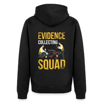 Evidence Collection Squad, Ermittler - Unisex Premium Bio Zip Hoodie - Schwarz - Hinten - Nico (187cm)