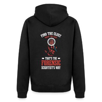 Finden Sie Die Hinweise, Lösen Sie Den Fall, - Unisex Premium Bio Zip Hoodie - Schwarz - Hinten - Nico (187cm)